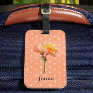 Etiqueta De Bagagem Peachy Bonito Begonia Bolinhas