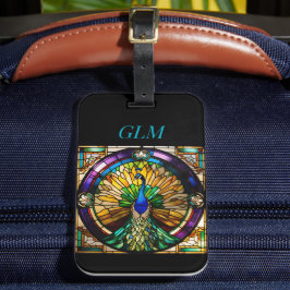 Etiqueta De Bagagem Peacock De Vidro Estampado