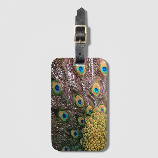 Etiqueta De Bagagem Peacock Feenas Emerald Green e Dourado (Frente Vertical)