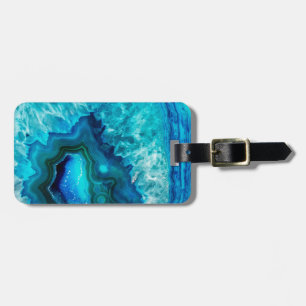 Etiqueta De Bagagem Pedra azul de mineral de Geode de turquesa do Aqua