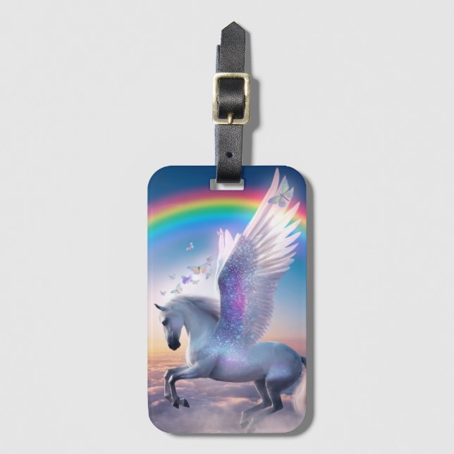 Etiqueta De Bagagem Pegasus with Rainbow (Frente Vertical)