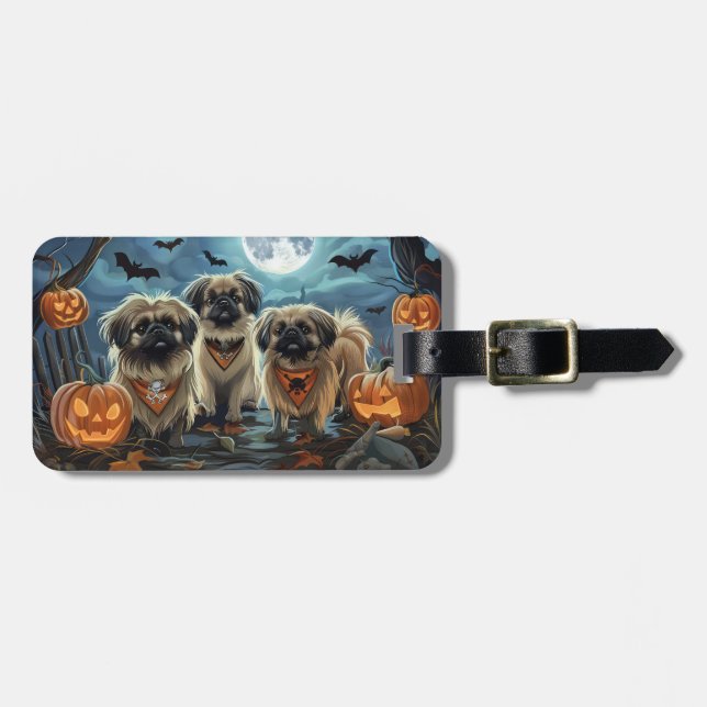 Etiqueta De Bagagem Pekingese Halloween Spooky (Frente Horizontal)