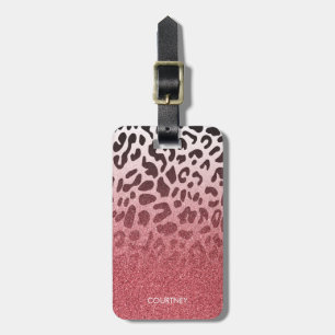 Etiqueta De Bagagem Pele-Leopardo Rosa-Colorida