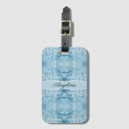 Etiqueta De Bagagem Pena azul e branca, personalizável
