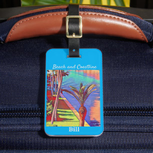 Etiqueta De Bagagem Pequena praia costeira de palma personalizada