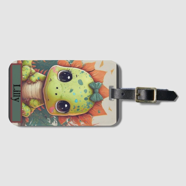 Etiqueta De Bagagem Pequeno Dino Explorer: Roar com Confiança! (Frente Horizontal)