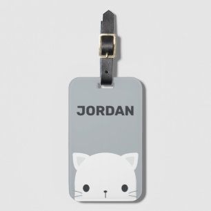 Etiqueta De Bagagem Pequeno Gato Bonito com Nome Personalizado