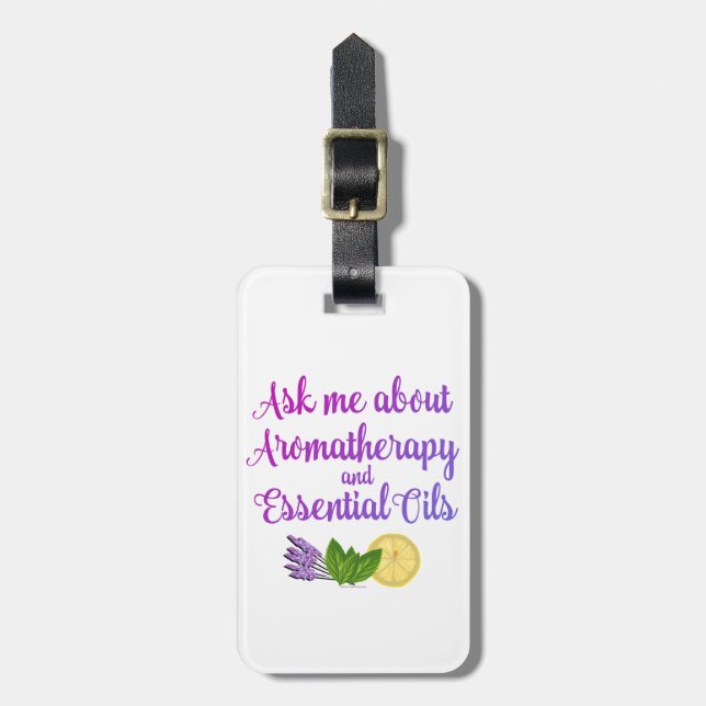 Etiqueta De Bagagem Pergunte-me sobre a AromaTherapia Óleos Essenciais (Frente Vertical)