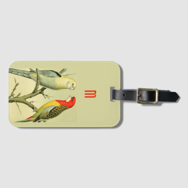 Etiqueta De Bagagem Periquitos de safra - monogramas (Frente Horizontal)