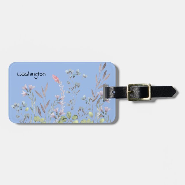 Etiqueta De Bagagem Periwinkle Wildflower Personalizado (Frente Horizontal)