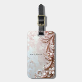 Etiqueta de Bagagem Pérola e Floral Rosa Ornamenta