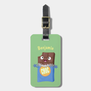 Etiqueta De Bagagem personagem de desenho animado de bar doce de choco