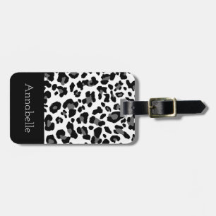 Etiqueta De Bagagem Personalização do Leopardo Clássico Preto e Bra