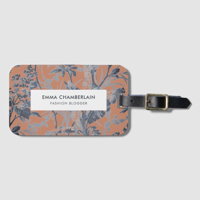 Etiqueta De Bagagem Personalização do Terracotta Chinoiserie Botânica (Frente Horizontal)