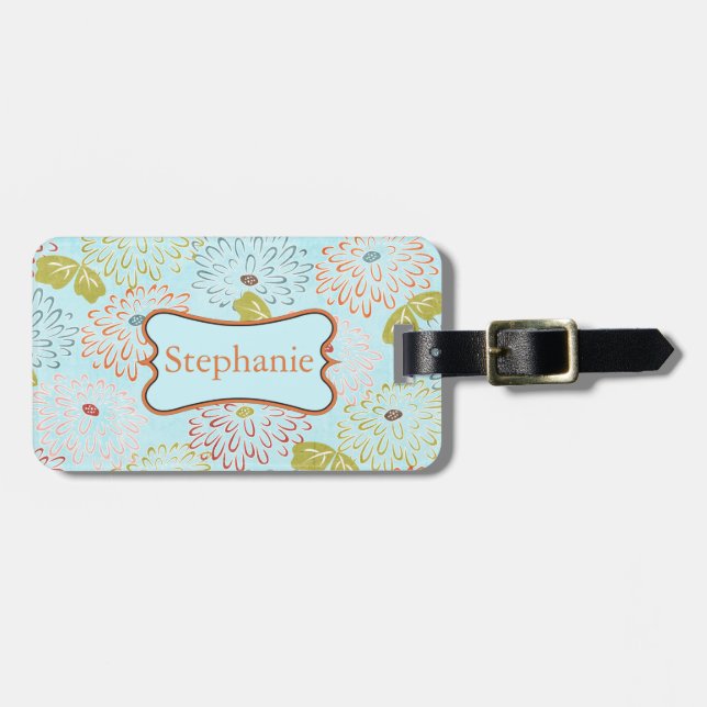 Etiqueta de Bagagem Personalizada Azul (Frente Horizontal)