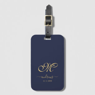 Etiqueta de Bagagem Personalizada Azul Naval Doura