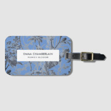 Etiqueta de Bagagem Personalizada Botanical Blue C
