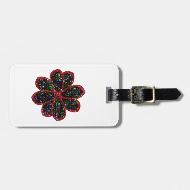 Etiqueta de Bagagem Personalizada com Flor Preta e (Frente Horizontal)