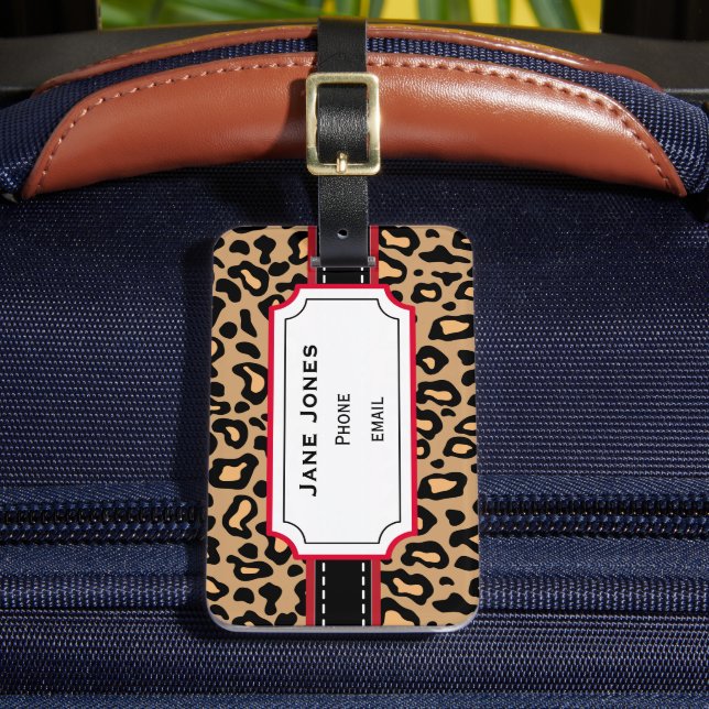 Etiqueta de Bagagem Personalizada com Leopardo (Frente Insitu 2)