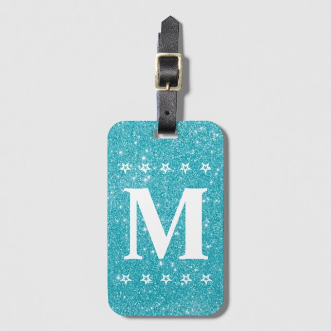 Etiqueta de Bagagem Personalizada com Monograma e  (Frente Vertical)