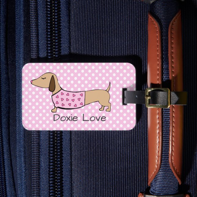Etiqueta de bagagem personalizada Dachshund para V (Frente Insitu 4)