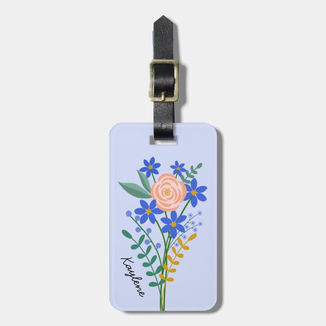 Etiqueta de Bagagem Personalizada de Buquê Floral (Frente Vertical)