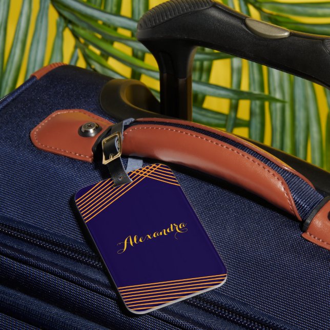 Etiqueta de Bagagem Personalizada de Faixa Moderna (Frente Insitu 1)