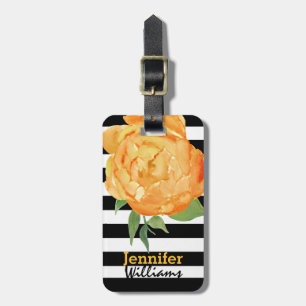 Etiqueta de Bagagem Personalizada de Peony Amarela
