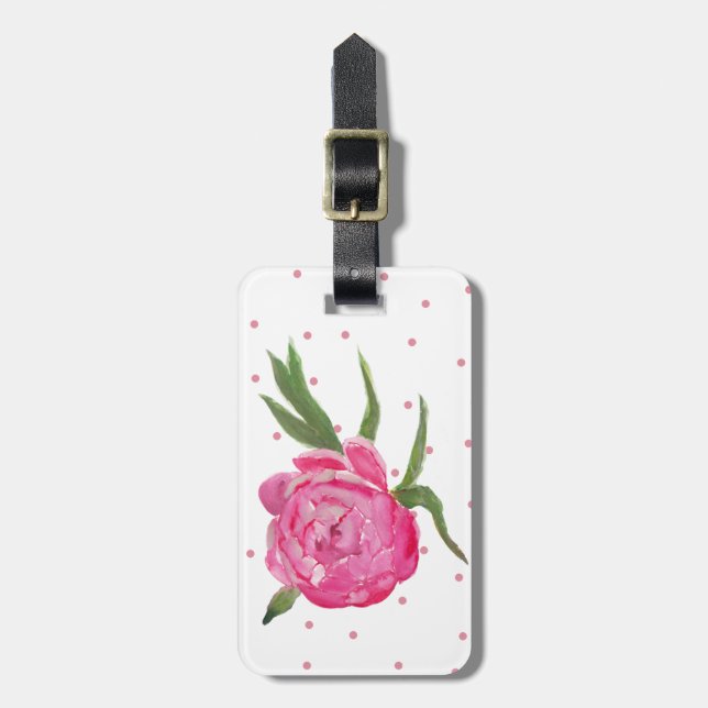 Etiqueta de Bagagem Personalizada de Pêony Rosa (Frente Vertical)