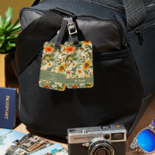 Etiqueta de Bagagem Personalizada de Vintagem Flor
