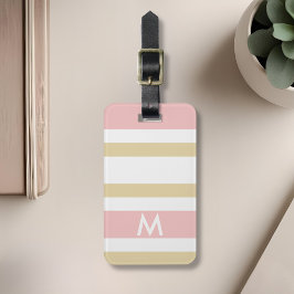 Etiqueta de Bagagem Personalizada Dourada Rosa Mod