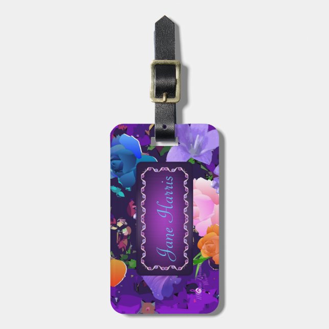 Etiqueta de Bagagem Personalizada Floral de Abstra (Frente Vertical)