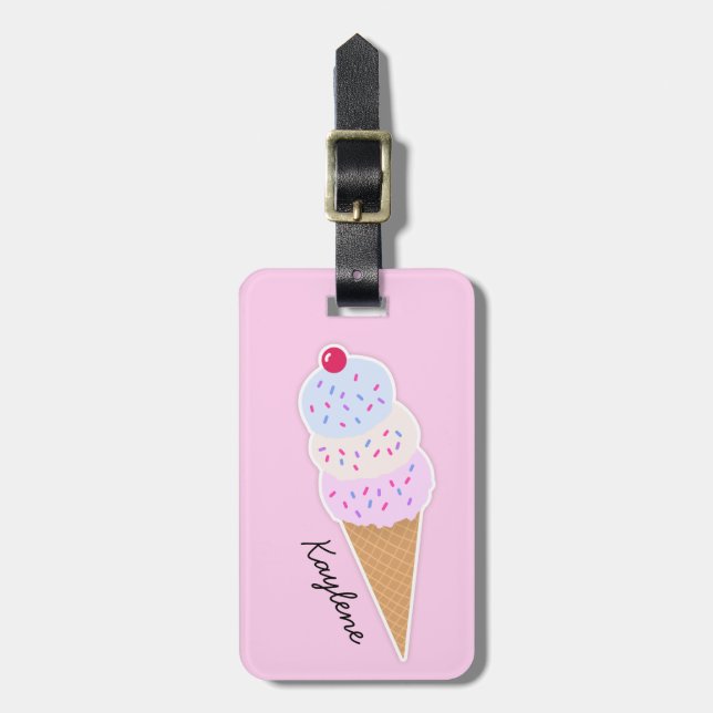 Etiqueta De Bagagem Personalizada Icecream Cone (Frente Vertical)