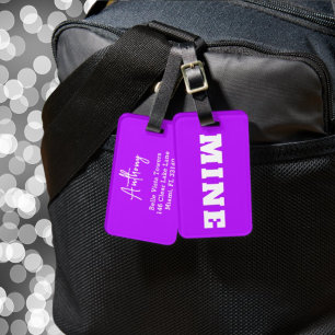Etiqueta de Bagagem Personalizada MINE Neon Roxo B