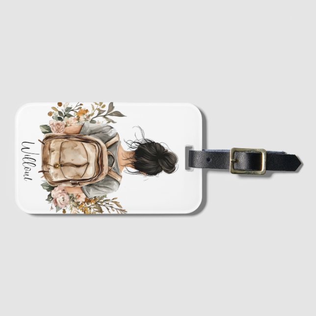 Etiqueta de Bagagem Personalizada - Mulher De Cabe (Frente Horizontal)