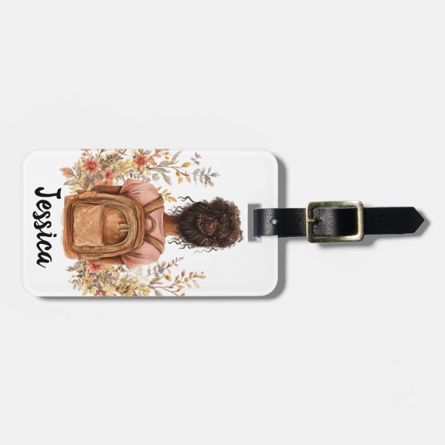 Etiqueta de Bagagem Personalizada - Mulher Negra (Frente Horizontal)