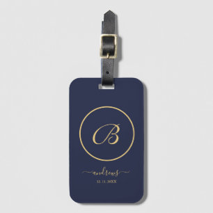 Etiqueta de Bagagem Personalizada Navy Gold