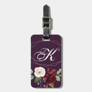 Etiqueta de Bagagem Personalizada Plum Rosas Roxos