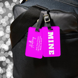 Etiqueta de Bagagem Personalizada Rosa Neon Divert