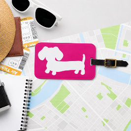 Etiqueta de bagagem personalizada rosa para Dachsh