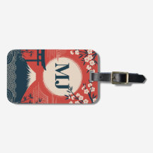 Etiqueta de Bagagem Personalizada Vintage Japonesa