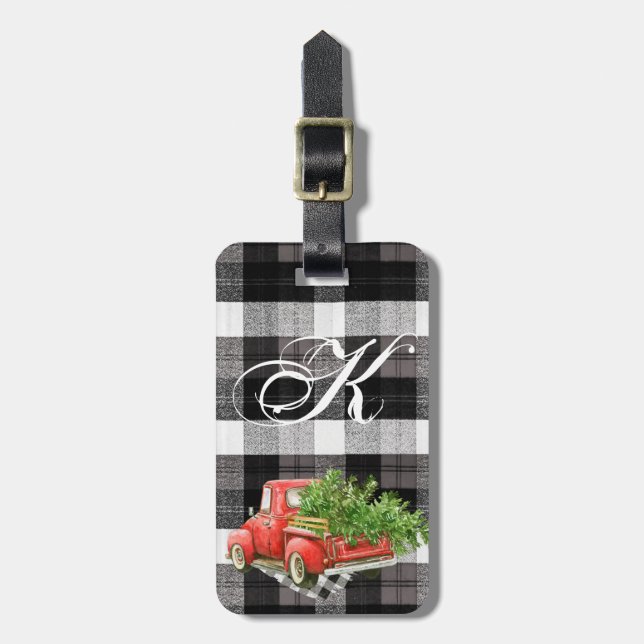 Etiqueta de Bagagem Personalizada XMAS Xadrez de B (Frente Vertical)