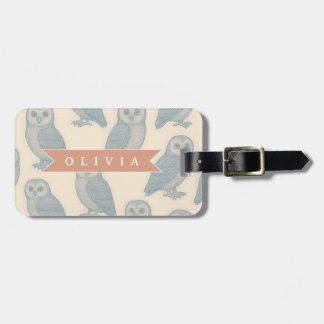 Etiqueta De Bagagem Personalizado Azul Vintage Coruja Casa de Campo Fl