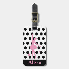 Etiqueta De Bagagem Personalizado Bonito bailarina linda pontos polka