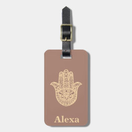 Etiqueta De Bagagem Personalizado cute sorte Hamsa mão terracota Doura