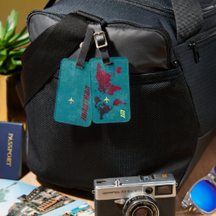 Etiqueta De Bagagem Personalizado e na moda, viagem de ar do mapa mund