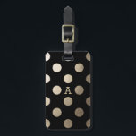 Etiqueta De Bagagem Personalizado | Pontos Luxe<br><div class="desc">Polka preto e dourado,  design pontilhado,  que pode ser personalizado com um monograma. | Projetado por Shelby Allison</div>