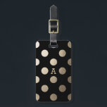 Etiqueta De Bagagem Personalizado | Pontos Luxe<br><div class="desc">Polka preto e dourado,  design pontilhado,  que pode ser personalizado com um monograma. | Projetado por Shelby Allison</div>