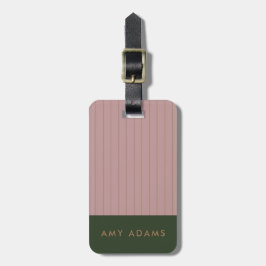 Etiqueta De Bagagem Personalizado Rosa Bege Dourado Listrado Elegante