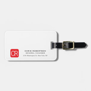 Etiqueta De Bagagem Personalizado Vermelho Branco Profissional Simples